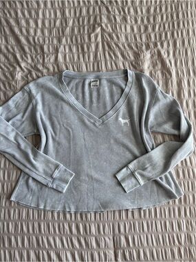 Victoria's Secret PINK Grey Waffle Knit Long Sleeve (S)